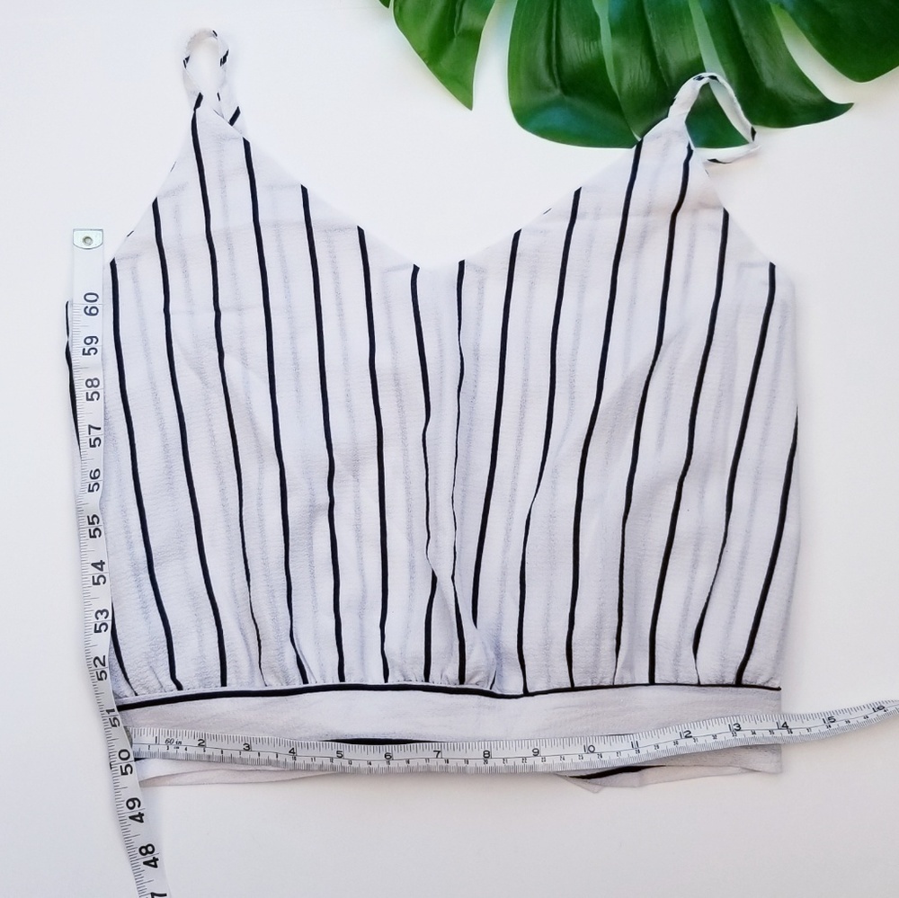 Crop Top Cami Striped Off White Adjustable Straps - Picture 4 of 8